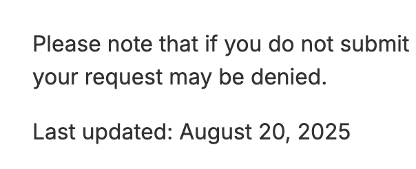 Footer of the Semrush refund policy reading Last updated: August 20, 2025